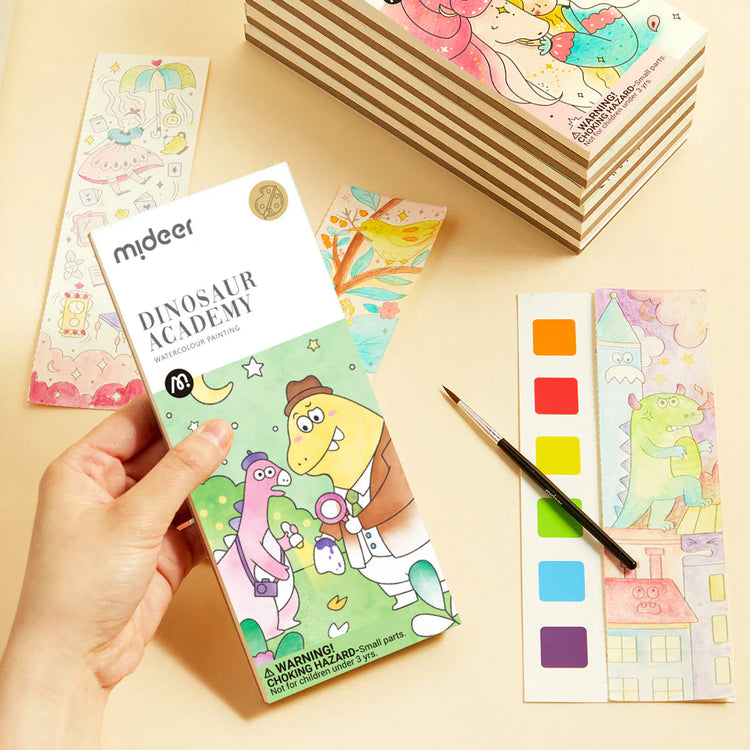 Mideer - Spalvinimo akvarele knygelė Dinozaurų akademija