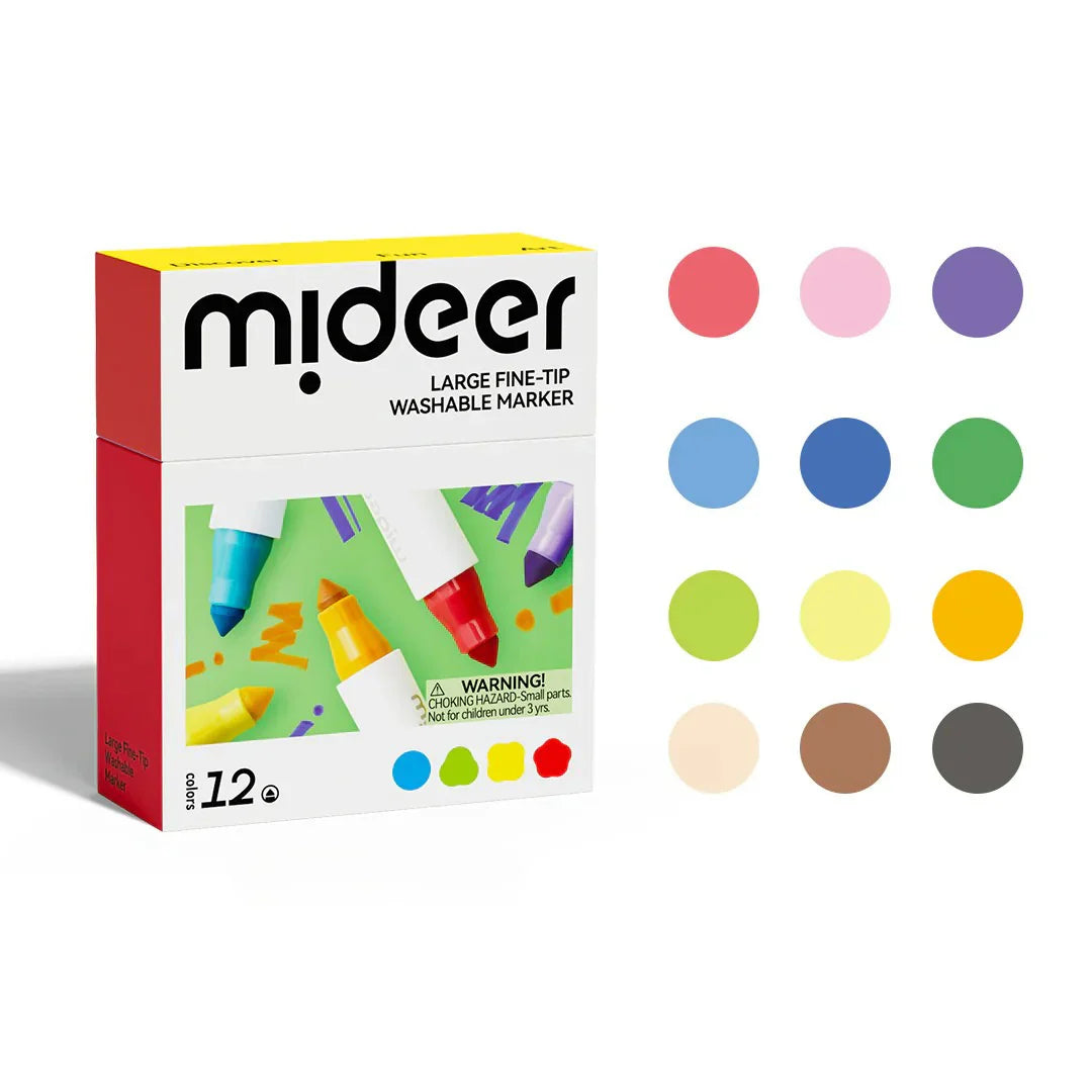 Mideer - nuplaunami markeriai flomasteriai - 12 spalvų