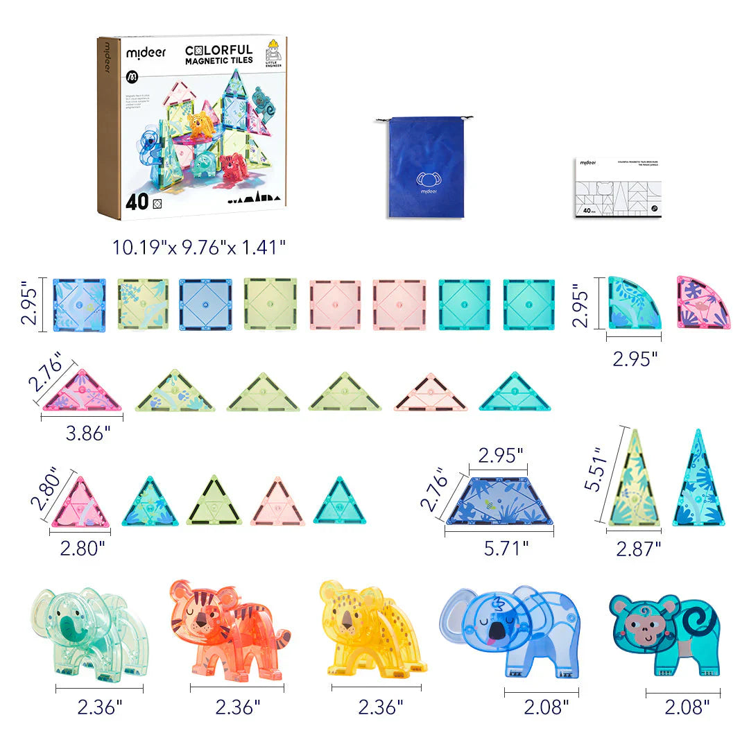Mideer – Klocki magnetyczne Jungle – 40 elementów