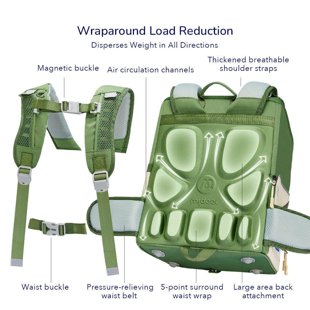Mideer 3D juosmenį atpalaiduojanti mokyklinė kuprinė - Elegant Grey