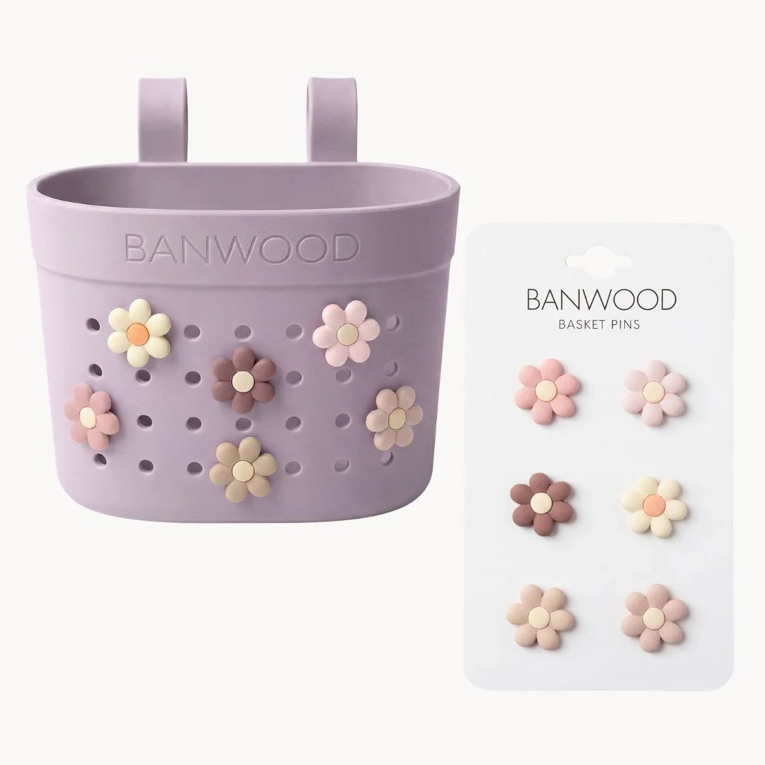 Banwood koszyk do hulajnogi lub roweru + przypinki – Lavender Flowers