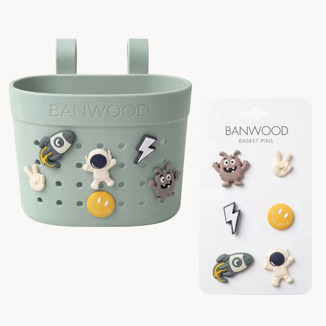Banwood koszyk do hulajnogi lub roweru + przypinki – Clay Space