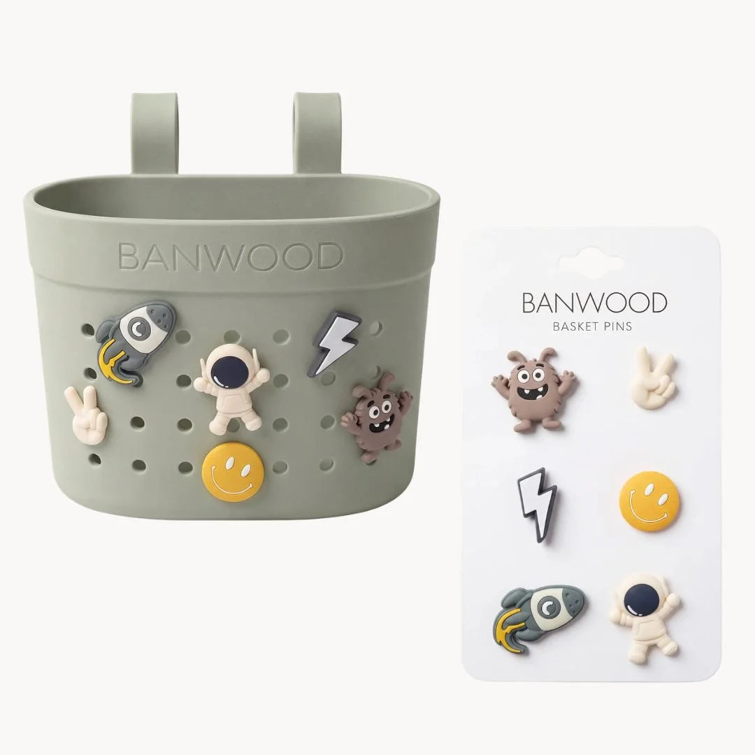 Banwood koszyk do hulajnogi lub roweru + przypinki – Olive Space