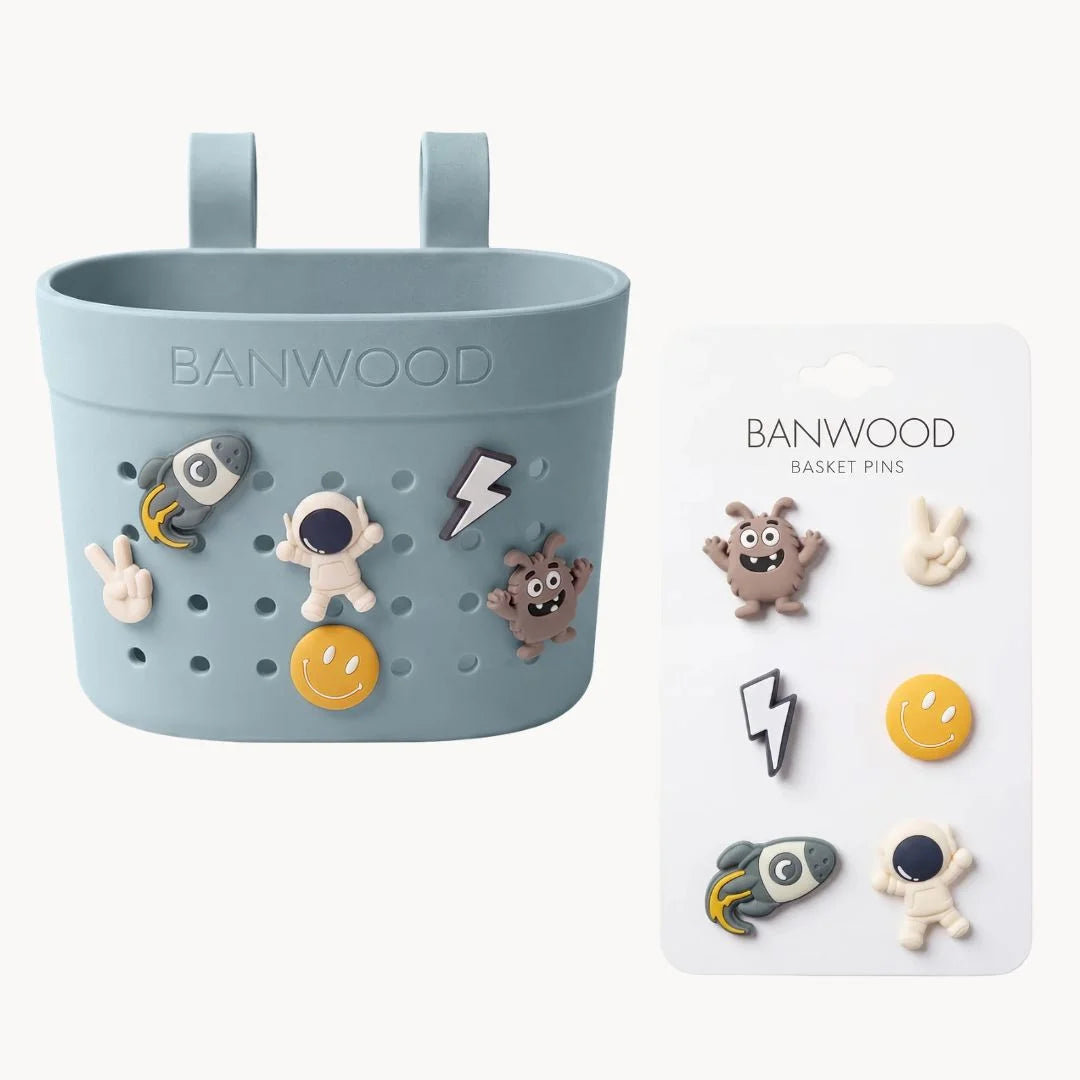 Banwood koszyk do hulajnogi lub roweru + przypinki – Teal Space