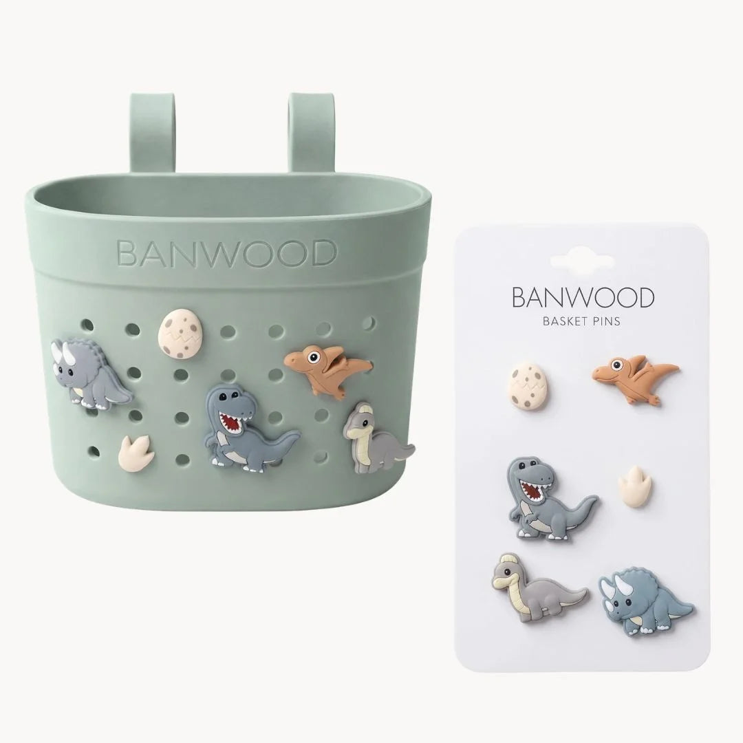 Banwood koszyk do hulajnogi lub roweru + przypinki – Clay Dinosaurs