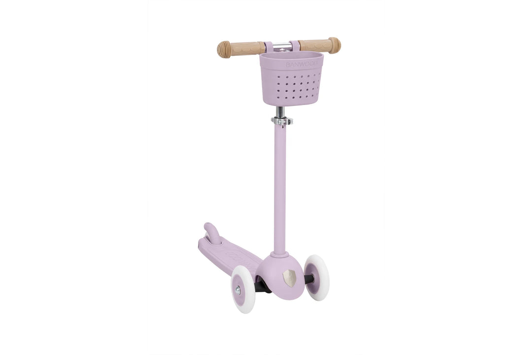 Banwood hulajnoga ECO dla dzieci 3–6 lat – Lavender + DWA PREZENTY: koszyk i przypinki