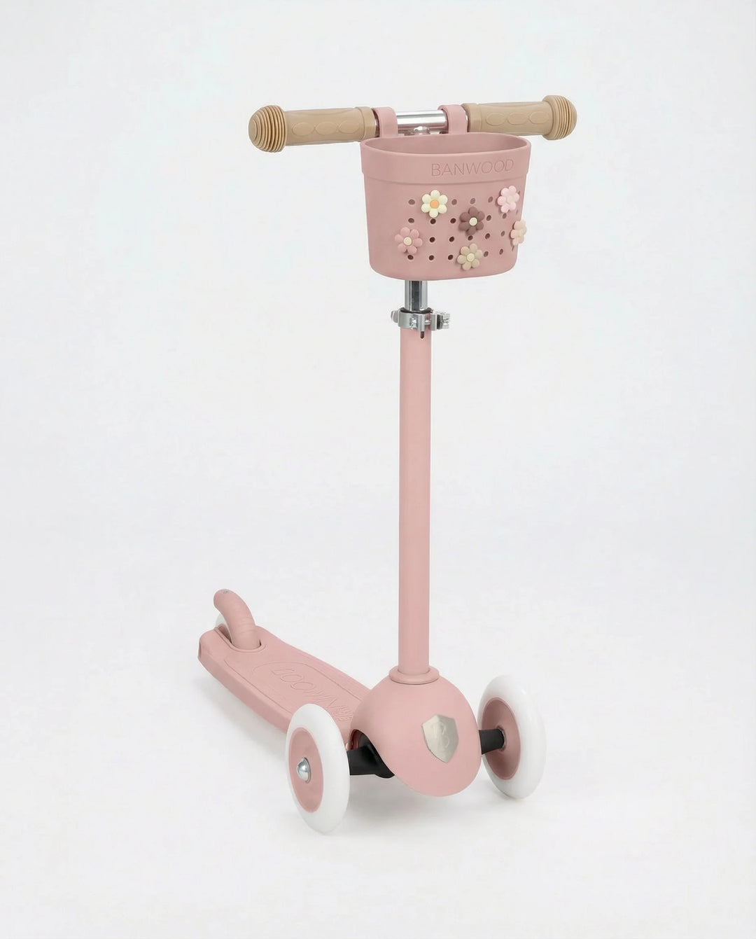 Banwood koszyk do hulajnogi lub roweru + przypinki – Dusty rose Flowers