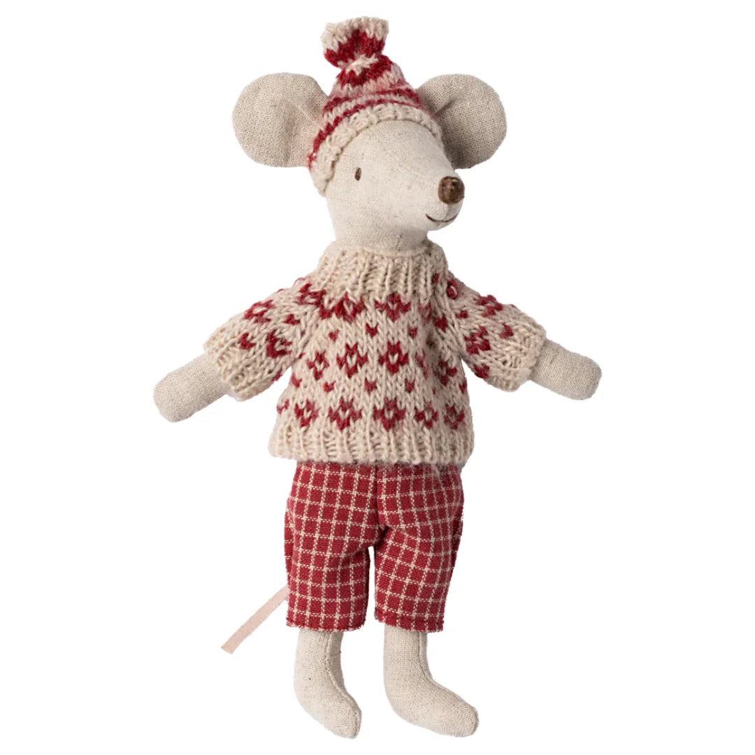 Maileg Zimowa myszka na nartach – Mama – Red