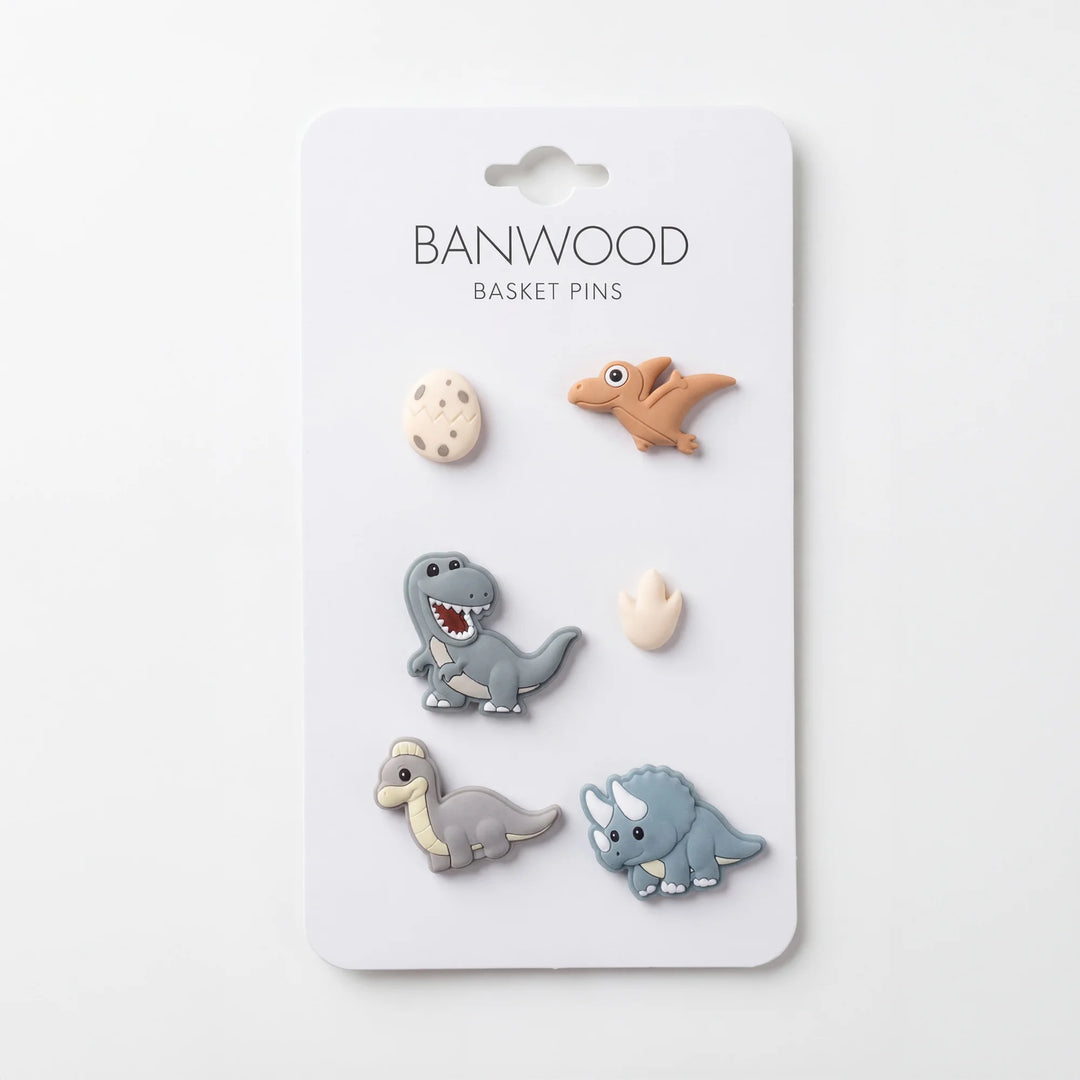 Banwood koszyk do hulajnogi lub roweru + przypinki – Olive Dinosaurs